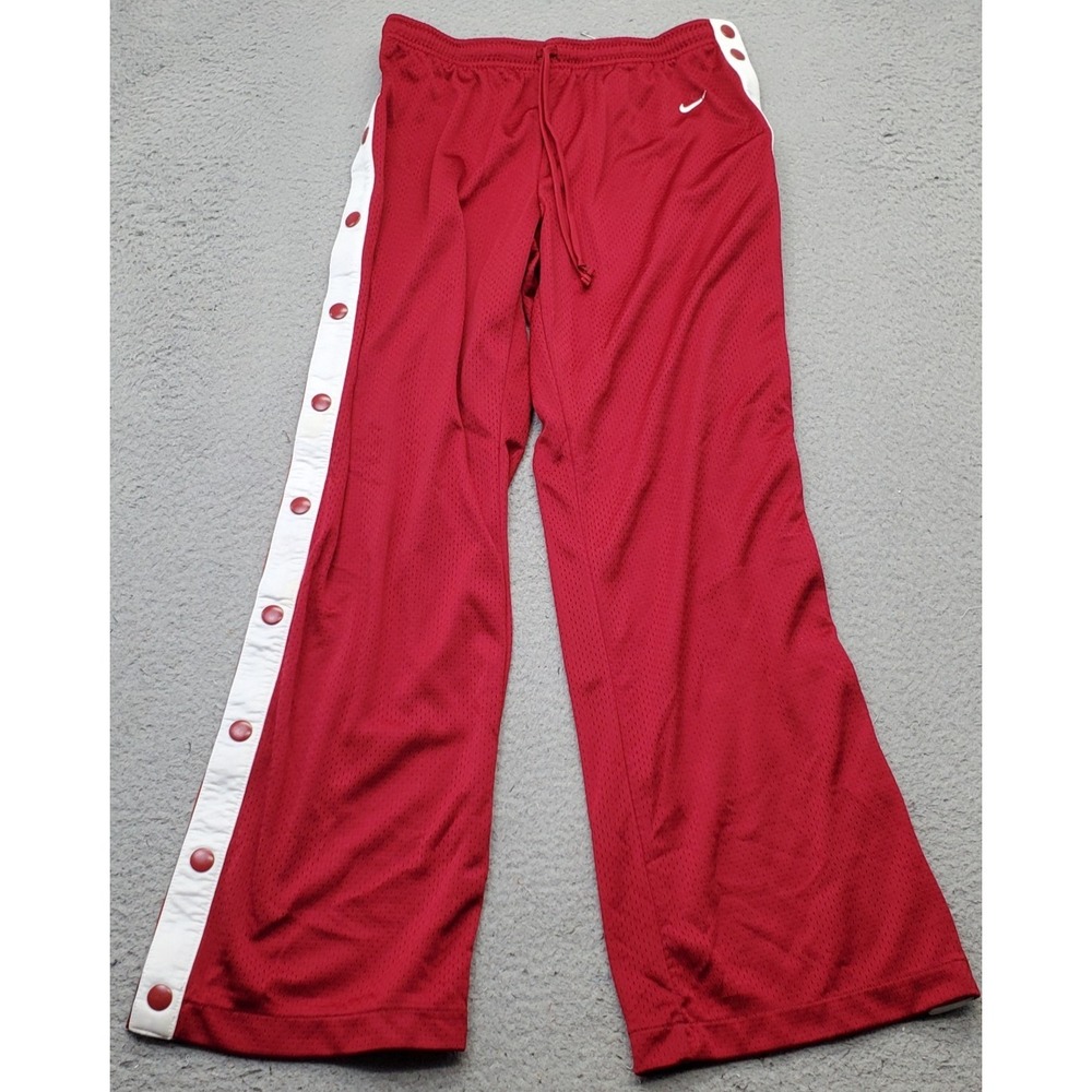 Nike Breakaway Basketball Track Pants Mens M Dark Red Mesh Drawstring Side Snap
